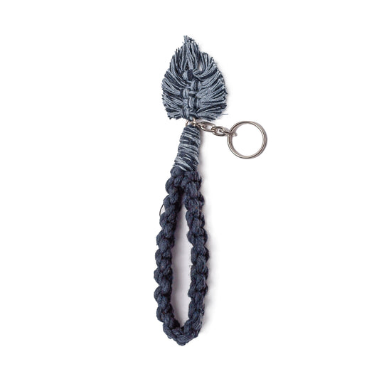 Handwoven Leaf Keychain- Navy Blue