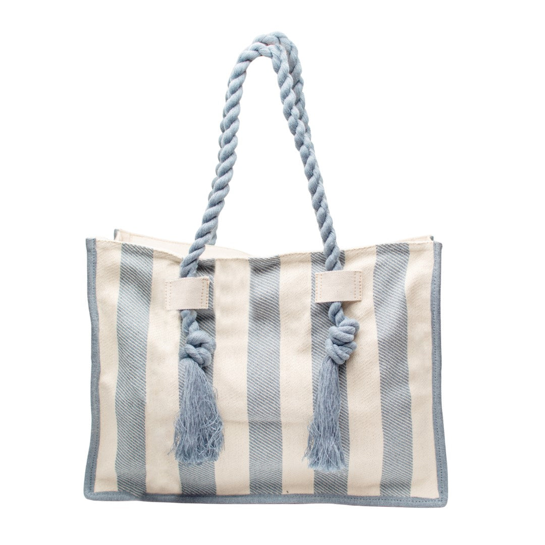 Brisa Artisanal Tote- Blue/White